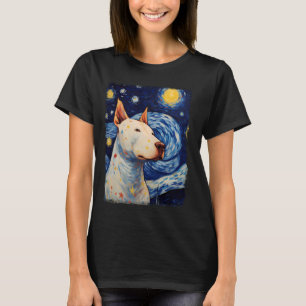 Camiseta Pintura nocturna estelar de perro de Bull Terrier