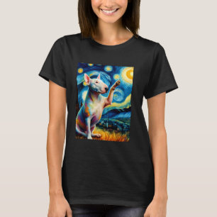 Camiseta Pintura nocturna estelar de perro de Bull Terrier
