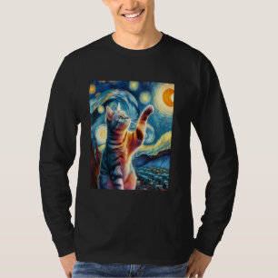 Camiseta Pintura nocturna estrellada de gato de Shorthair n