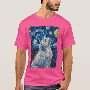 Camiseta Pintura nocturna maltesa de perro Starry