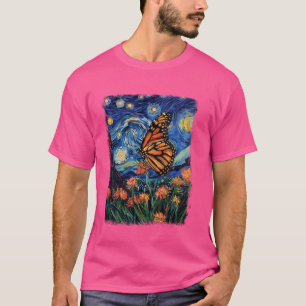 Camiseta Pintura nocturna monarca de mariposa estrellada