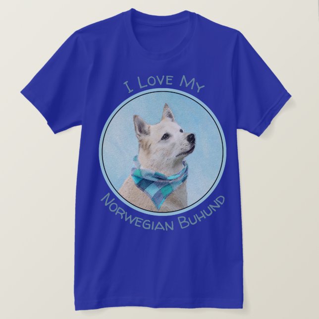 Camiseta Pintura noruega de Buhund - Arte original de perro (Anverso del diseño)