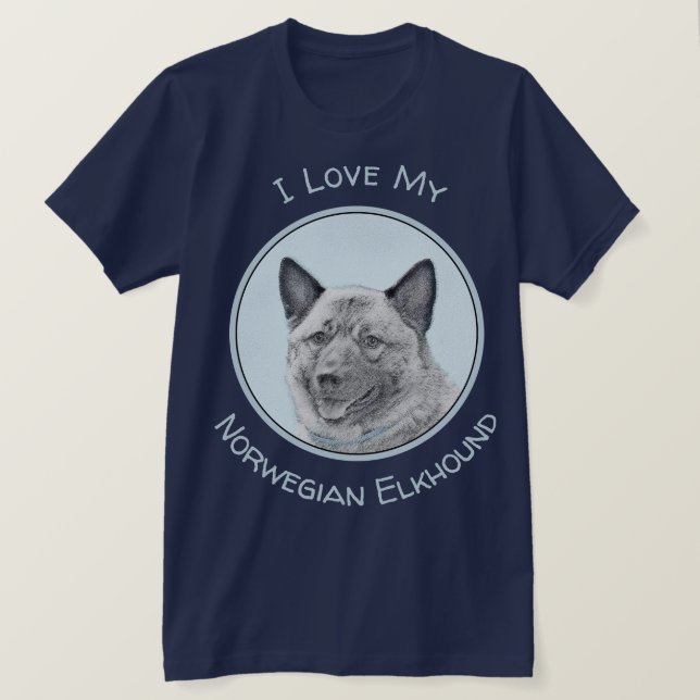 Camiseta Pintura noruega de elkhound - Arte original de per (Anverso del diseño)
