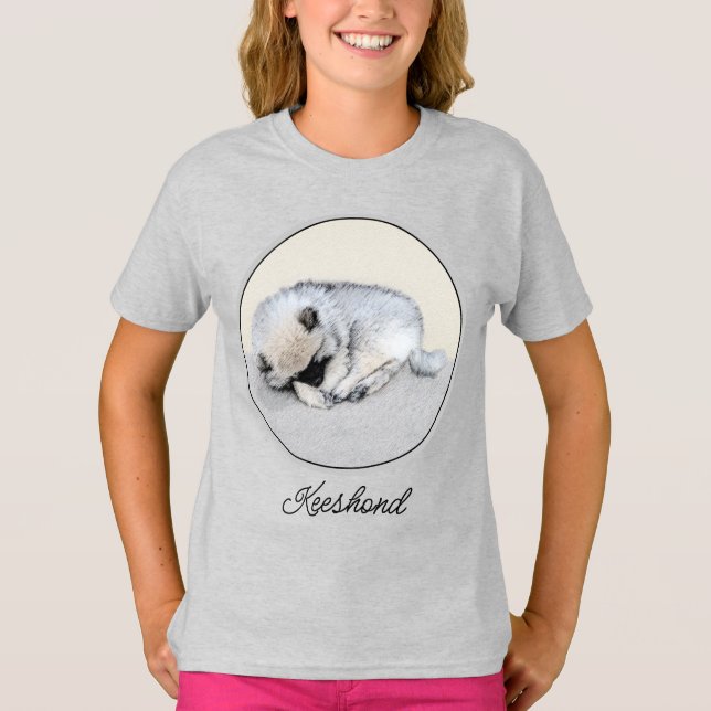 Camiseta Pintura original de cachorro Keeshond durmiendo Ar (Anverso)