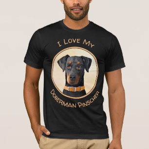 Camiseta Pintura original de Doberman Pinscher sin cortar