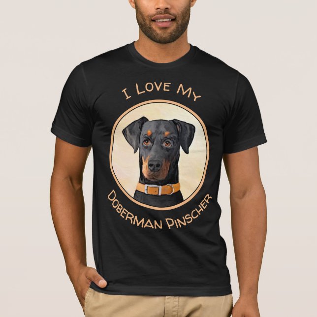 Camiseta Pintura original de Doberman Pinscher sin cortar (Anverso)