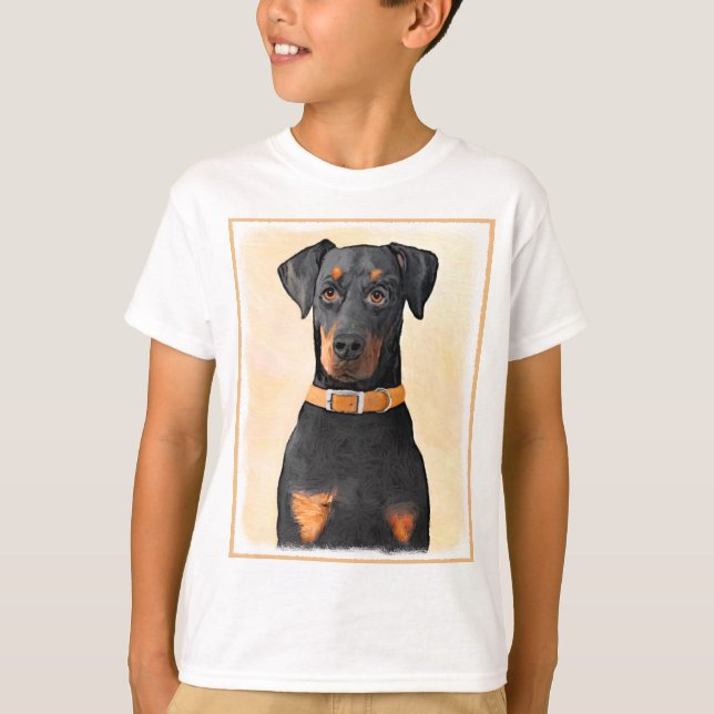 Camiseta Pintura original de Doberman Pinscher sin cortar (Anverso)