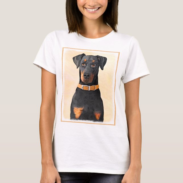 Camiseta Pintura original de Doberman Pinscher sin cortar (Anverso)