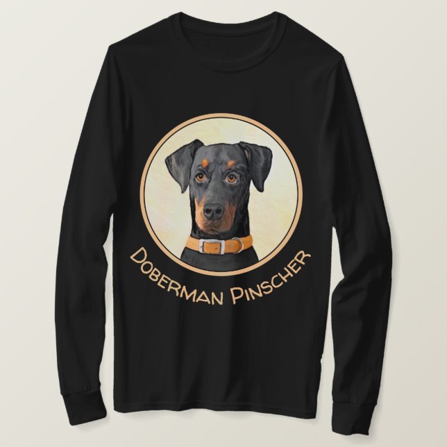 Camiseta Pintura original de Doberman Pinscher sin cortar (Anverso del diseño)