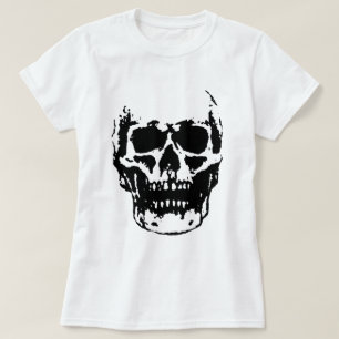Camiseta Pintura pop de cráneo blanco negro