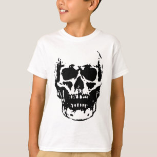 Camiseta Pintura pop de cráneo blanco negro