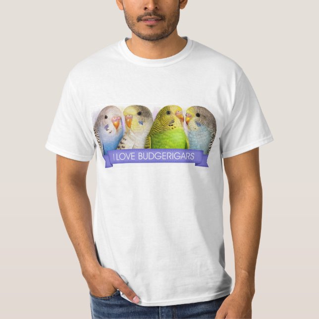 Camiseta Pintura realista de los Budgerigars (Anverso)