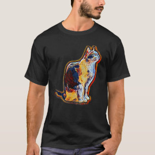 Camiseta Pintura Resumen Digital De Un Gato