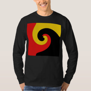 Camiseta Pintura Retro de Swirl Rojo Negro Resumen Arte