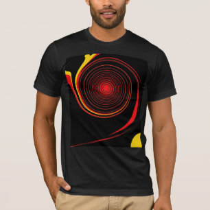 Camiseta Pintura Retro Torbellino Rojo Amarillo Arte Abstra