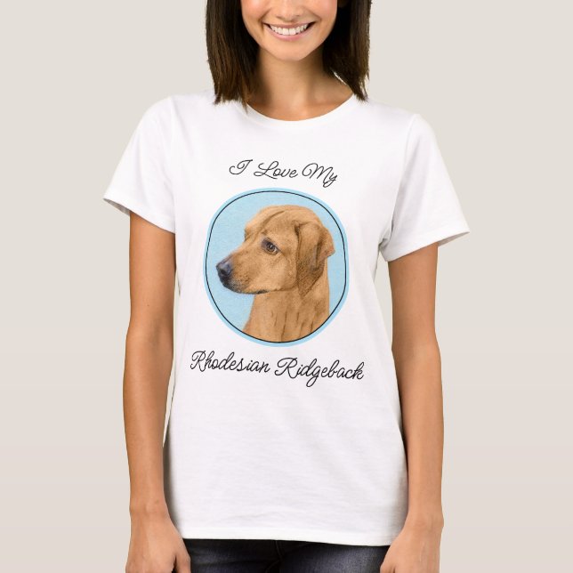 Camiseta Pintura Ridgeback Rhodesiana - Arte Perro Original (Anverso)