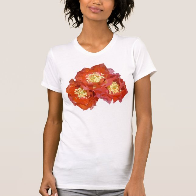 Camiseta Pintura roja de la flor (Anverso)