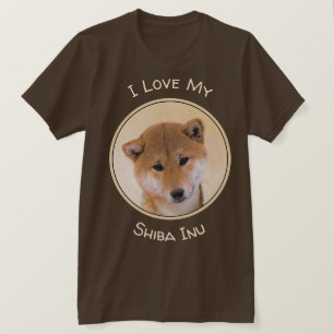 Camiseta Pintura (roja) de Shiba Inu - arte original del