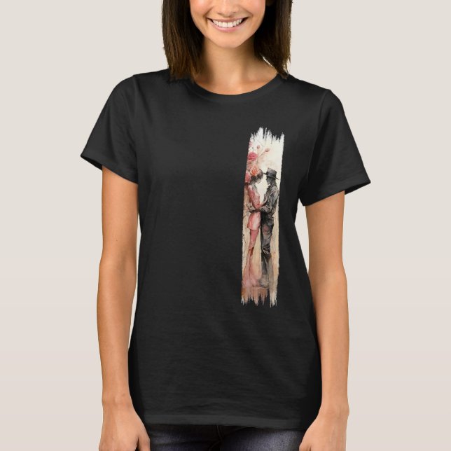 Camiseta Pintura Romántica de pincel de abrazo (Anverso)