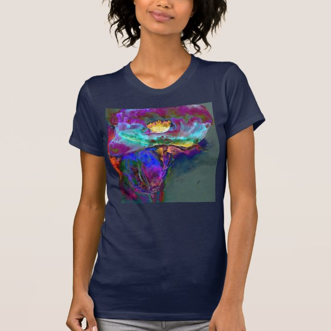 Camiseta Pintura romántica y elegante de flores verde azula (Anverso)