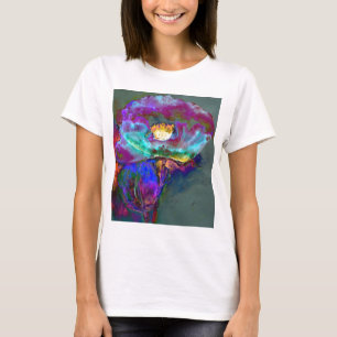 Camiseta Pintura romántica y elegante de flores verde azula
