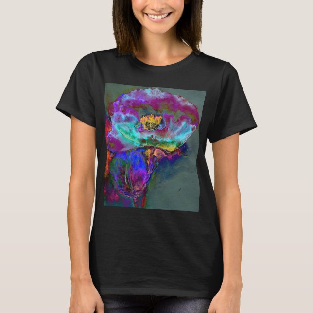 Camiseta Pintura romántica y elegante de flores verde azula (Anverso)