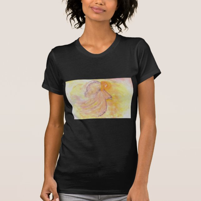 Camiseta Pintura rosada de la acuarela del ángel (Anverso)