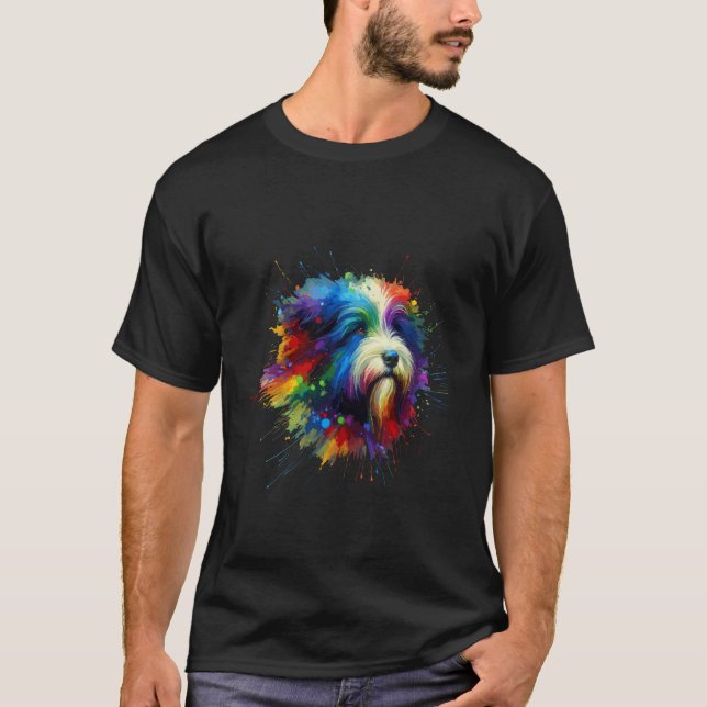 Camiseta Pintura salpicada perro pastor de las tierras baja (Anverso)