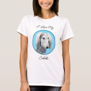 Camiseta Pintura Saluki (plateada) - Arte Perro Original.