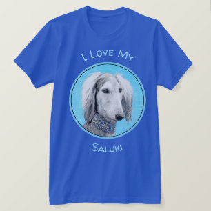 Camiseta Pintura Saluki (plateada) - Arte Perro Original.