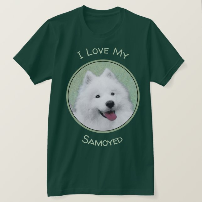 Camiseta Pintura Samoyed - Arte Perro Original Cuto (Anverso del diseño)