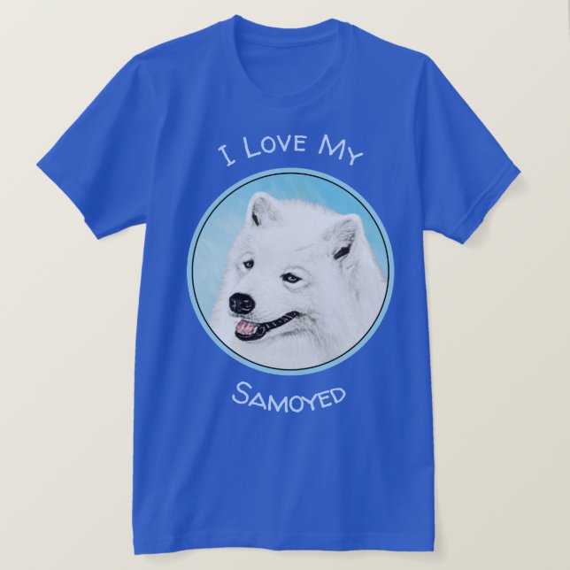 Camiseta Pintura Samoyed - Arte Perro Original Cuto (Anverso del diseño)