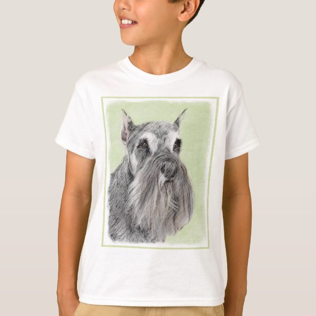 Camiseta Pintura Schnauzer (gigante, estándar) - Arte de pe (Anverso)
