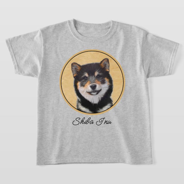 Camiseta Pintura Shiba Inu (Negro y Tan) - Arte de perro (Distribución)