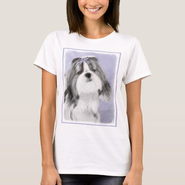 Camiseta Pintura Shih Tzu - Arte Perro Original. (Anverso)