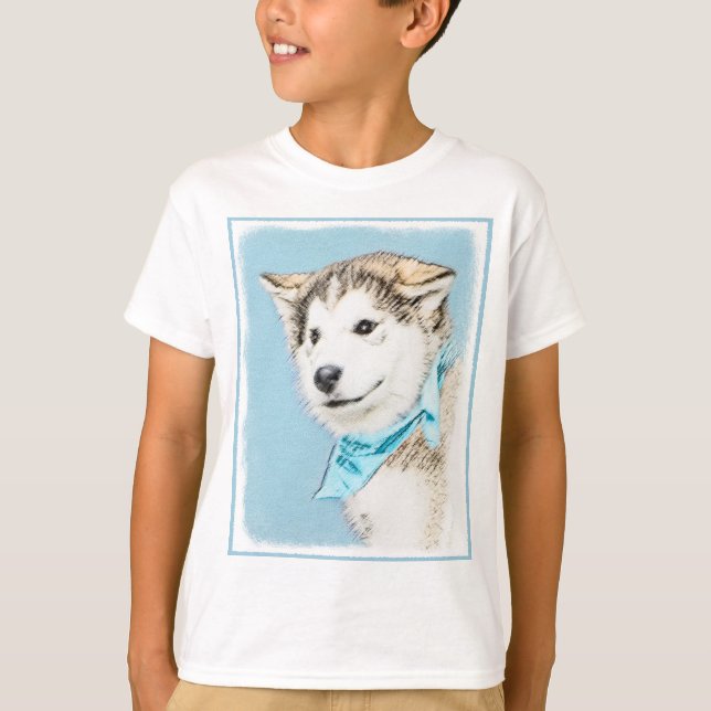 Camiseta Pintura siberiana Husky de pipa - Arte original de (Anverso)