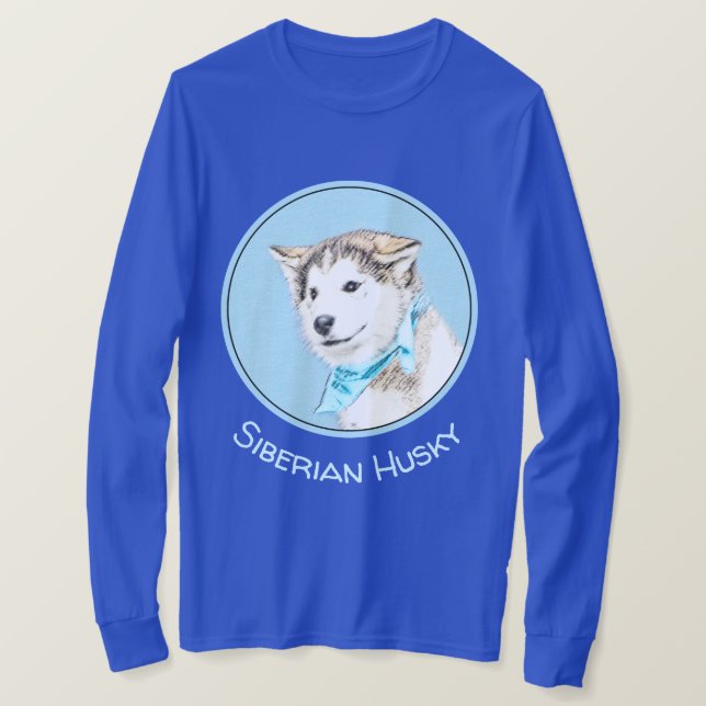 Camiseta Pintura siberiana Husky de pipa - Arte original de (Anverso del diseño)