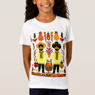 Camiseta pintura simple de madhubani