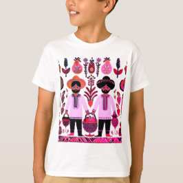 Camiseta pintura simple de madhubani