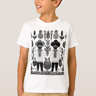 Camiseta pintura simple de madhubani