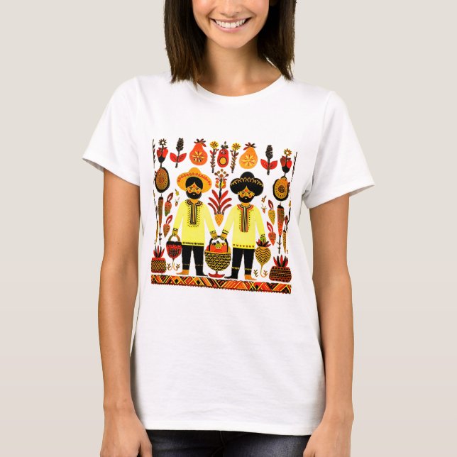 Camiseta pintura simple de madhubani (Anverso)