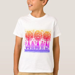 Camiseta pintura simple de madhubani