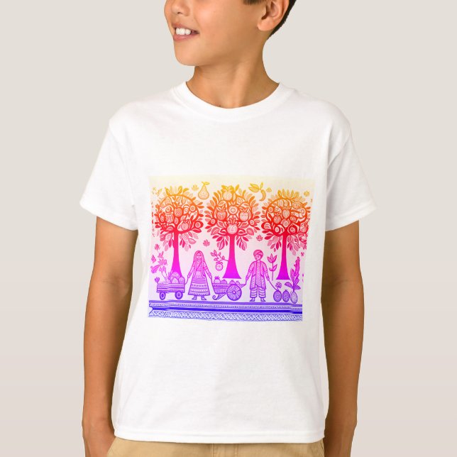 Camiseta pintura simple de madhubani (Anverso)