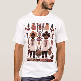 Camiseta pintura simple de madhubani