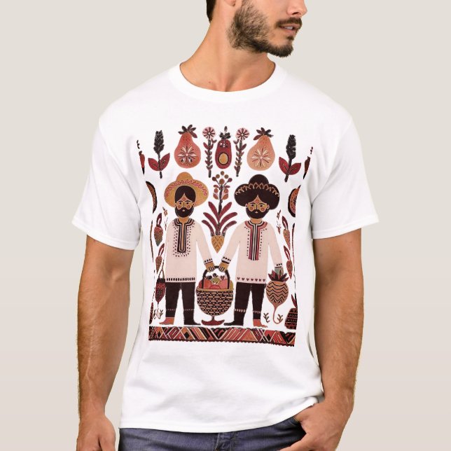 Camiseta pintura simple de madhubani (Anverso)