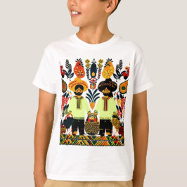 Camiseta pintura simple de madhubani