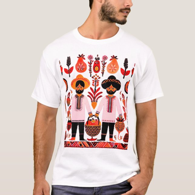 Camiseta pintura simple de madhubani (Anverso)