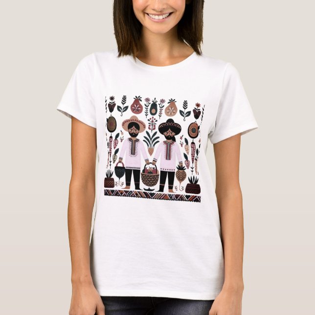 Camiseta pintura simple de madhubani (Anverso)