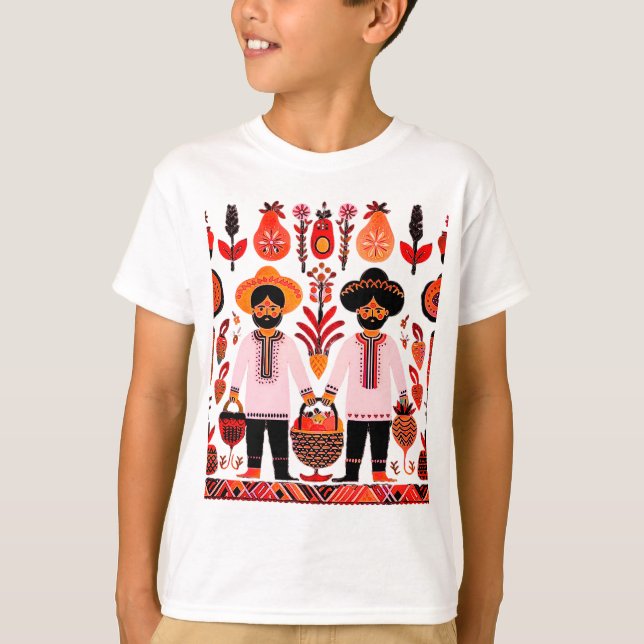 Camiseta pintura simple de madhubani (Anverso)