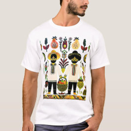 Camiseta pintura simple de madhubani